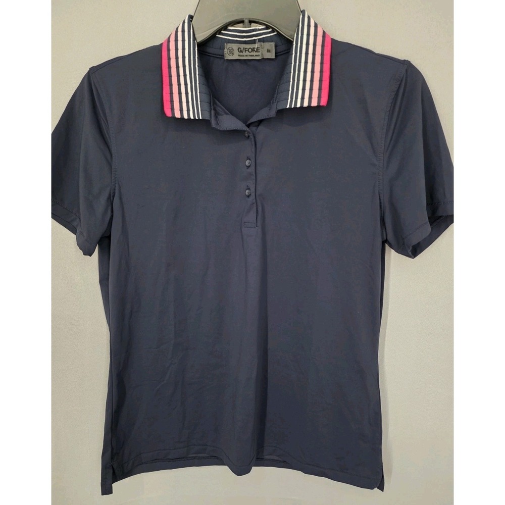 G/Fore Women M Dark Blue Polo Short Sleeve Collared Golf Tennis Top Shirt